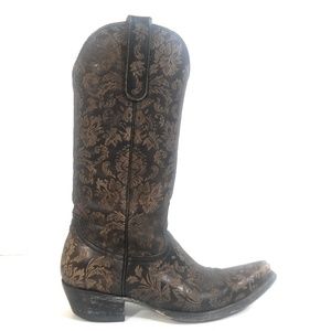 Old Gringo Women Brown Floral Laser Cut Boots 7 B